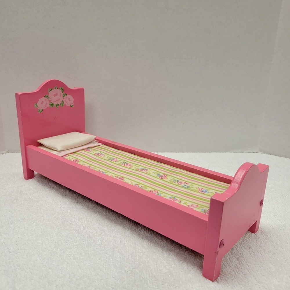KidKraft dollhouse pink bed w/ floral headboard